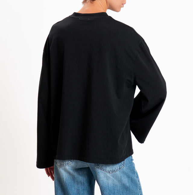 Zeroassoluto-T-shirt manica ampia cotone elasticizzato - nero
