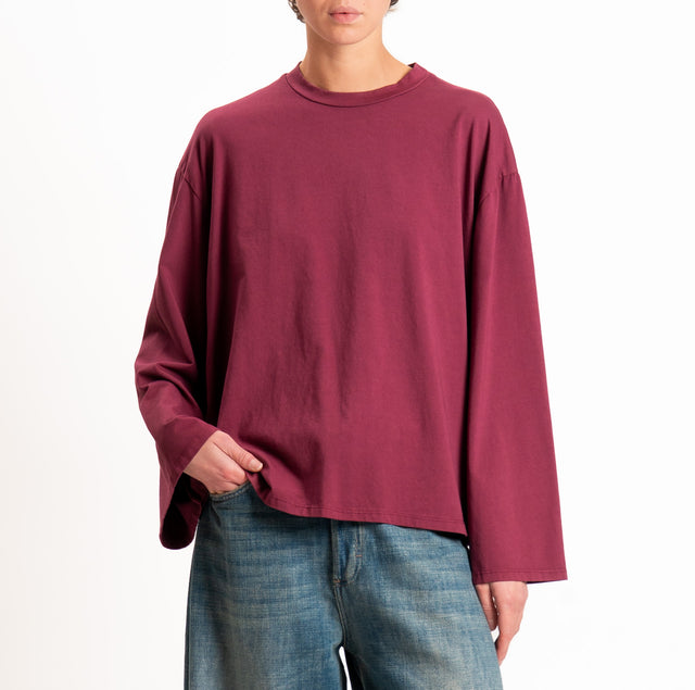 Zeroassoluto-T-shirt manica ampia cotone elasticizzato - vino