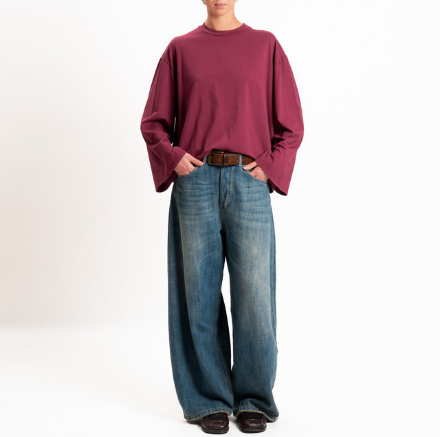 Zeroassoluto-T-shirt manica ampia cotone elasticizzato - vino