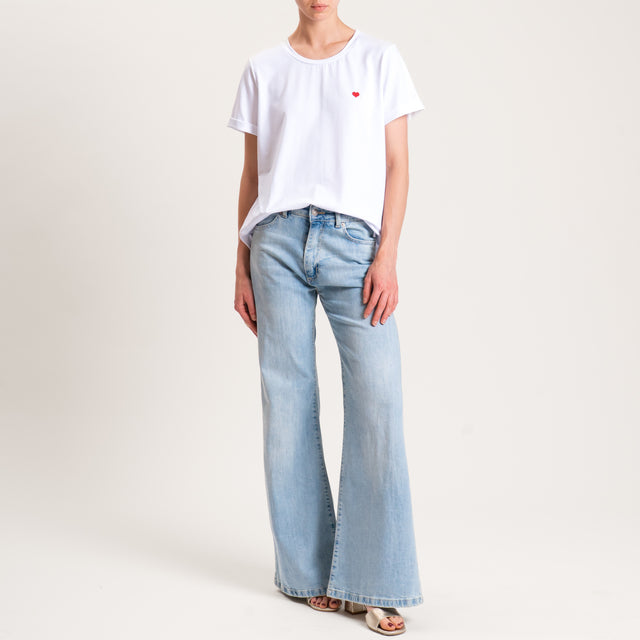 Zeroassoluto-T-shirt cuore con spacchi laterali - bianco/rosso