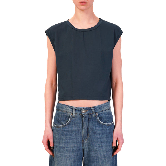 Zeroassoluto-T-shirt smanicata cotone elasticizzato - blu