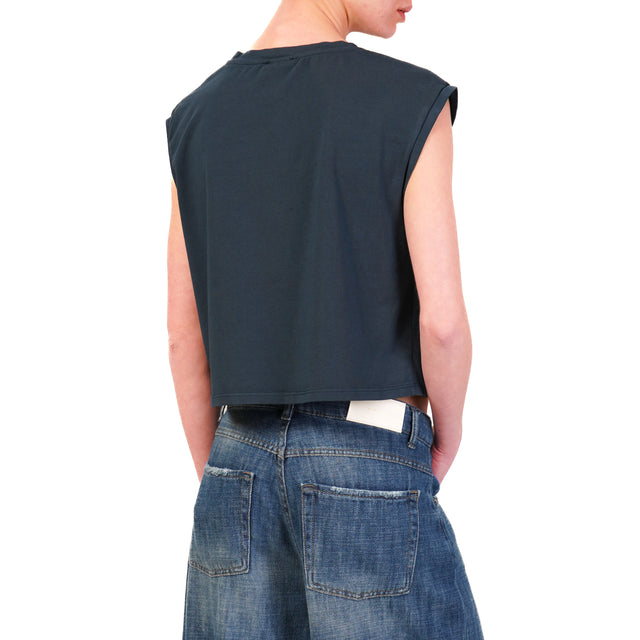 Zeroassoluto-T-shirt smanicata cotone elasticizzato - blu