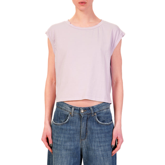 Zeroassoluto-T-shirt smanicata cotone elasticizzato - glicine