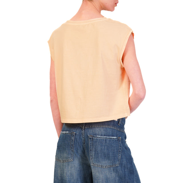 Zeroassoluto-T-shirt smanicata cotone elasticizzato - melon