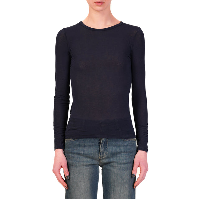 Zeroassoluto-T-shirt elasticizzata misto seta - blu