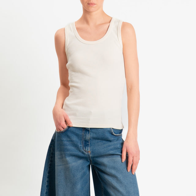 Zeroassoluto-Top a costine crochet dietro - burro