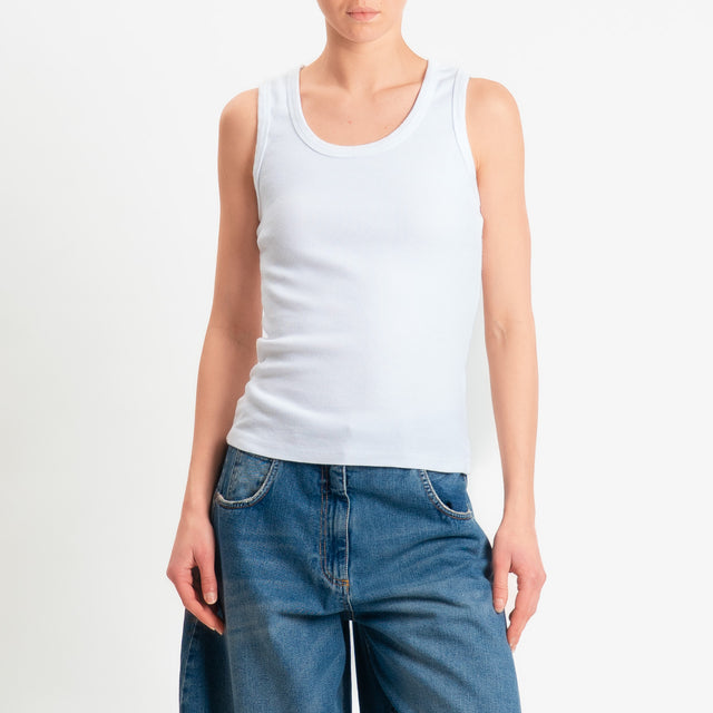 Zeroassoluto-Top a costine crochet dietro - bianco