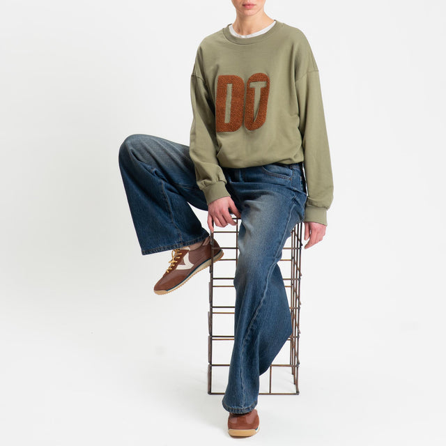 Zeroassoluto-Felpa "DO IT" - militare/cuoio