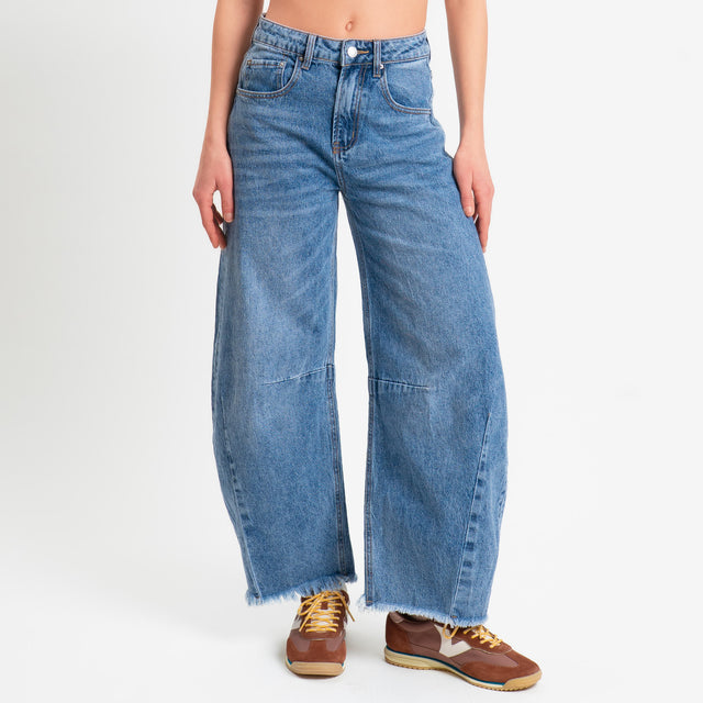 Zeroassoluto-Jeans PARIS barrel fit sfrangiato - denim