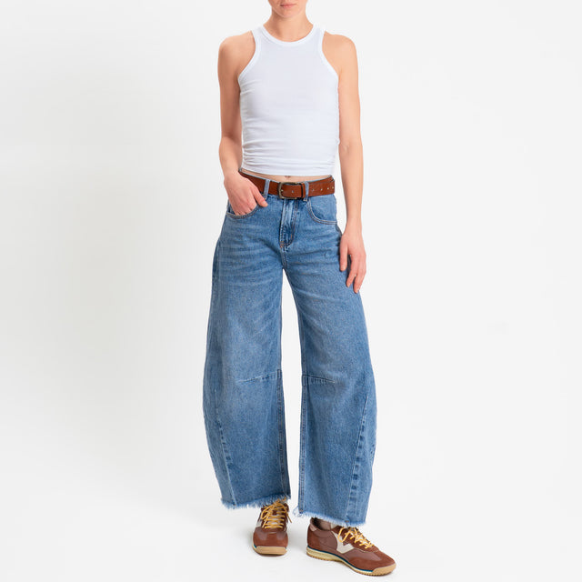 Zeroassoluto-Jeans PARIS barrel fit sfrangiato - denim