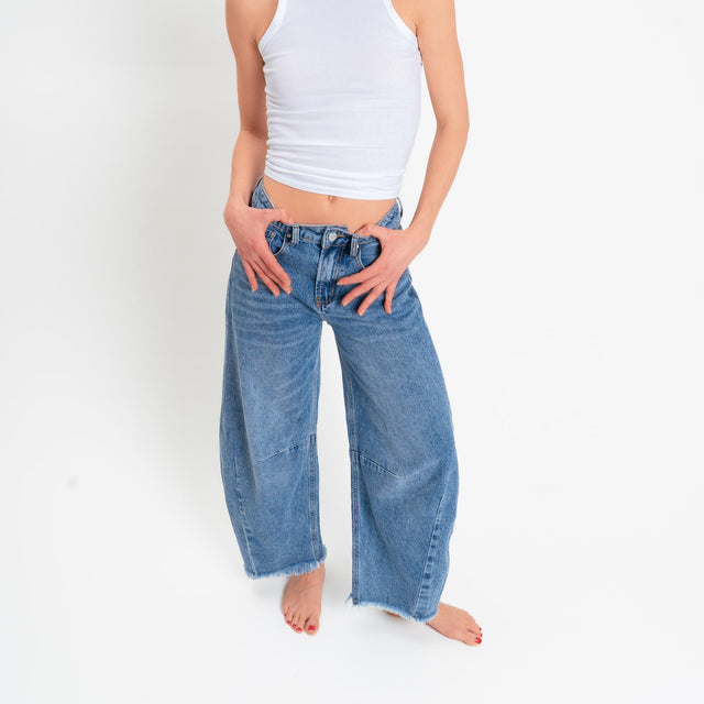 Zeroassoluto-Jeans PARIS barrel fit sfrangiato - denim