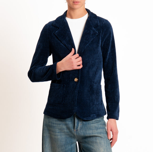 Zeroassoluto-Giacca PATTY velluto 500 righe elasticizzato - blu