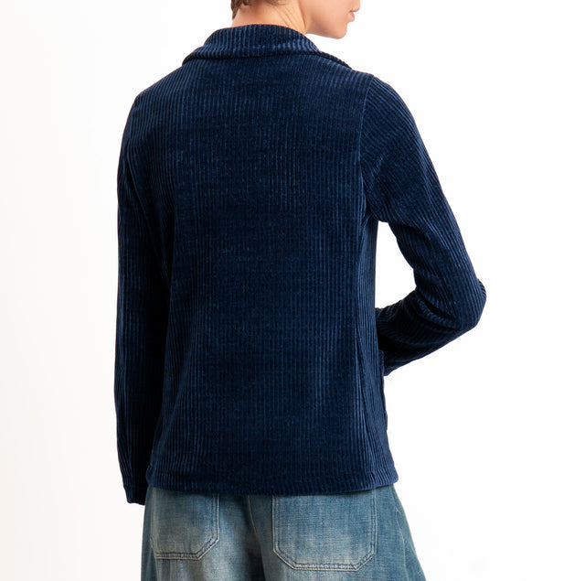 Zeroassoluto-Giacca PATTY velluto 500 righe elasticizzato - blu
