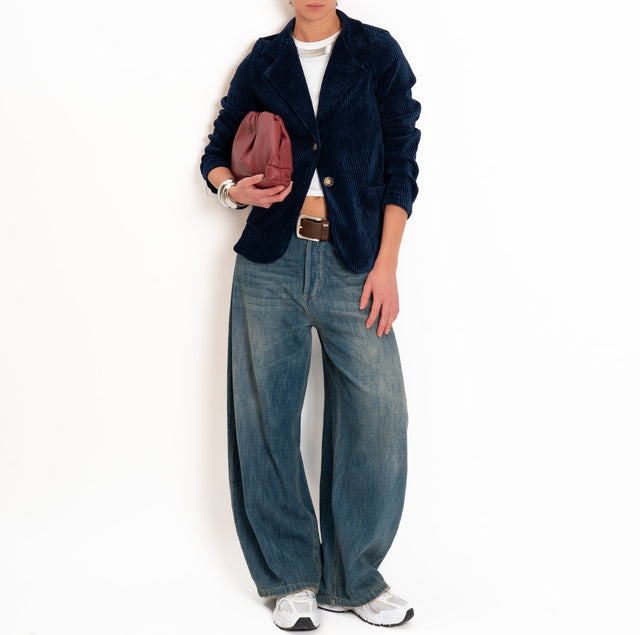 Zeroassoluto-Giacca PATTY velluto 500 righe elasticizzato - blu