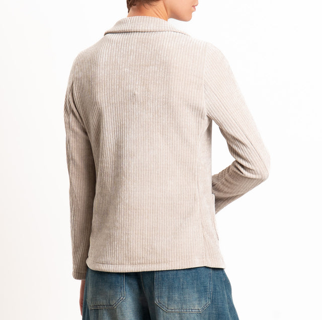 Zeroassoluto-Giacca PATTY velluto 500 righe elasticizzato - gesso