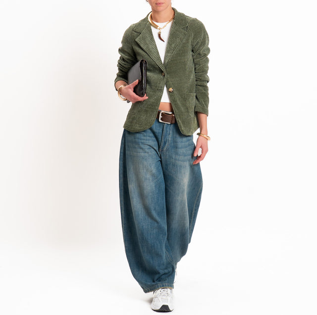 Zeroassoluto-Giacca PATTY velluto 500 righe elasticizzato - militare