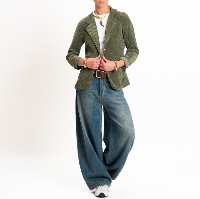 Zeroassoluto-Giacca PATTY velluto 500 righe elasticizzato - militare
