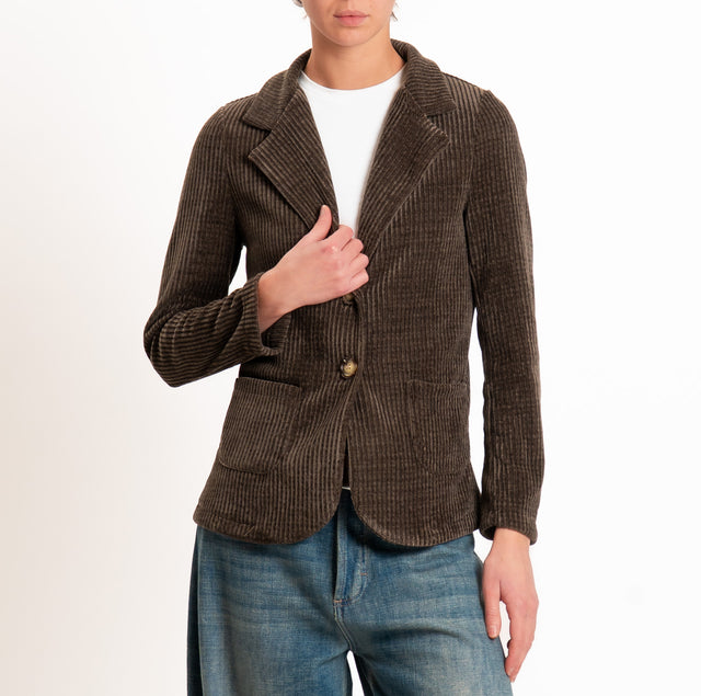 Zeroassoluto-Giacca PATTY velluto 500 righe elasticizzato - moka