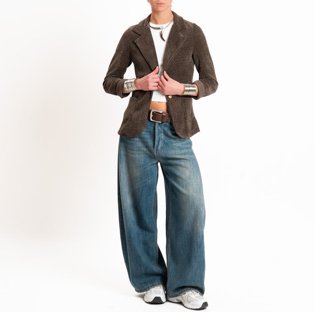 Zeroassoluto-Giacca PATTY velluto 500 righe elasticizzato - moka