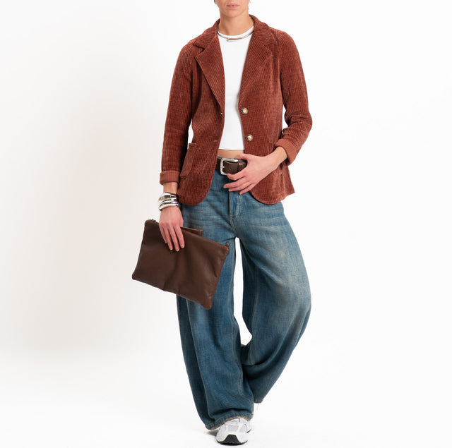 Zeroassoluto-Giacca PATTY velluto 500 righe elasticizzato - rust