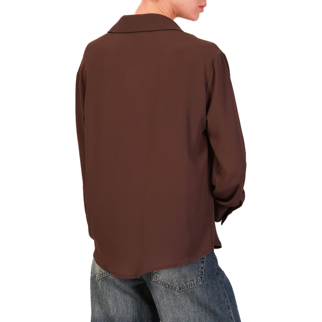 Zeroassoluto-Camicia CLAY MANO SETA - moka