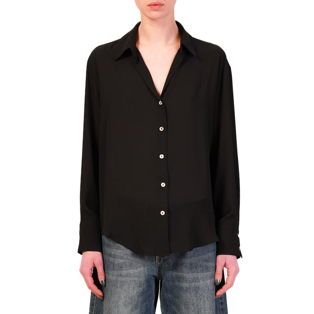Zeroassoluto-Camicia CLAY MANO SETA - nero