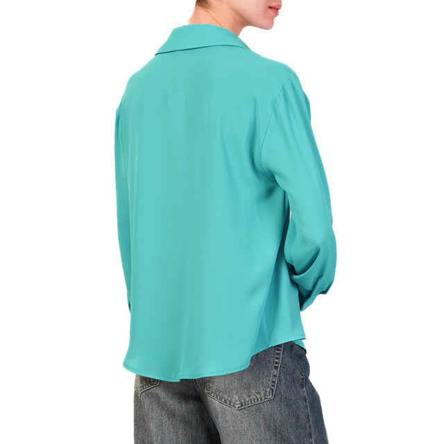 Zeroassoluto-Camicia CLAY MANO SETA - turchese