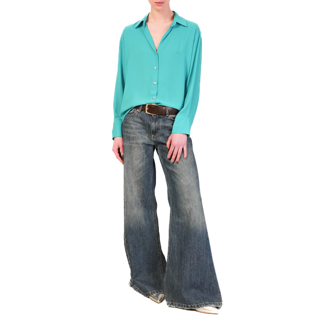 Zeroassoluto-Camicia CLAY MANO SETA - turchese