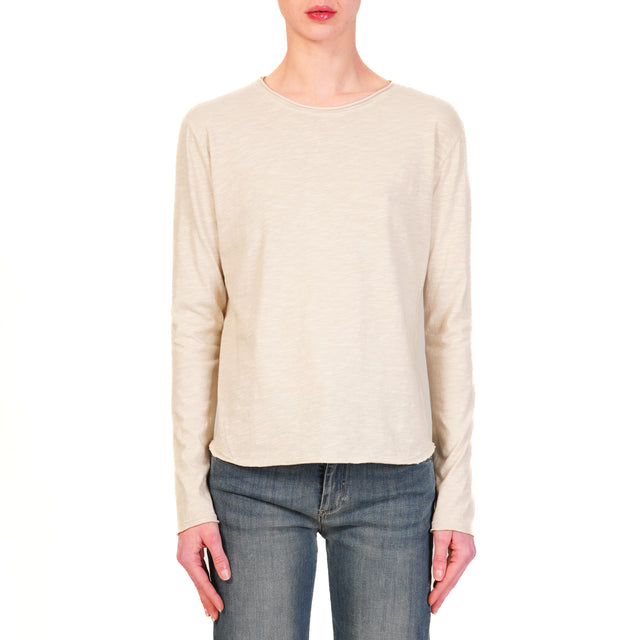 Camiseta de cuello redondo Zeroassoluto 100% algodón - beige