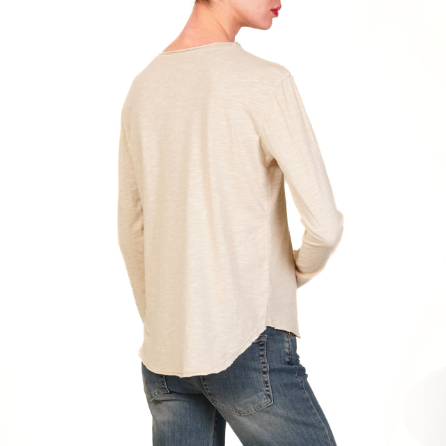 Camiseta de cuello redondo Zeroassoluto 100% algodón - beige