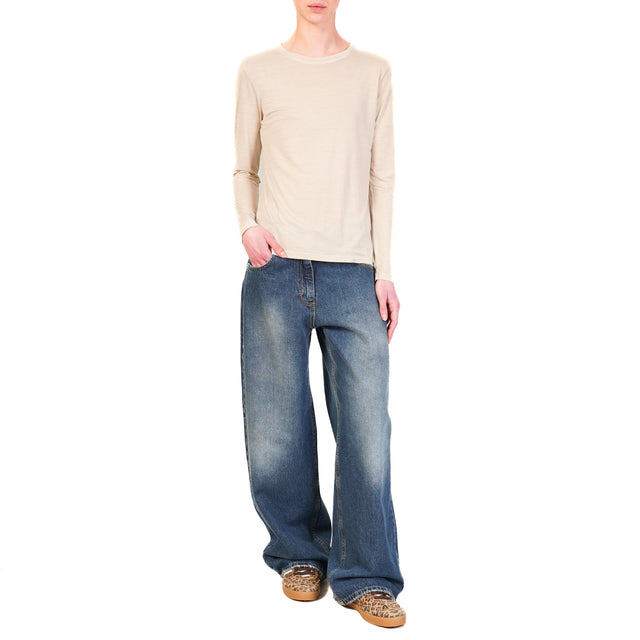 Zeroassoluto-T-shirt slim fit 100% LYOCELL FIBRA NATURALE - beige