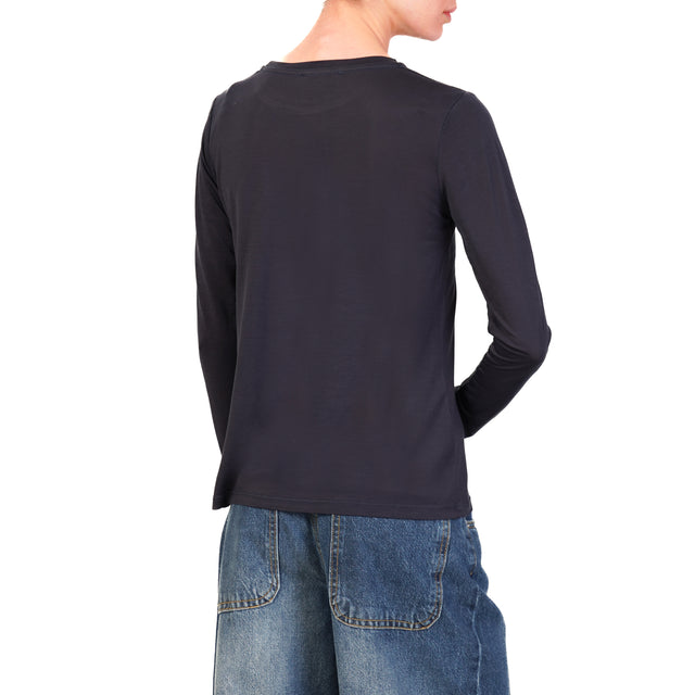 Zeroassoluto-T-shirt slim fit 100% LYOCELL FIBRA NATURALE- blu