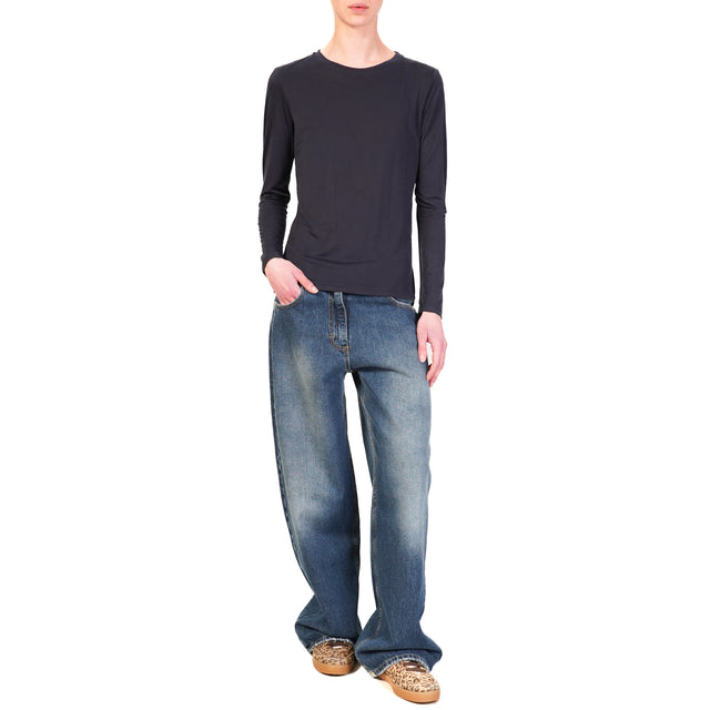Zeroassoluto-T-shirt slim fit 100% LYOCELL FIBRA NATURALE- blu