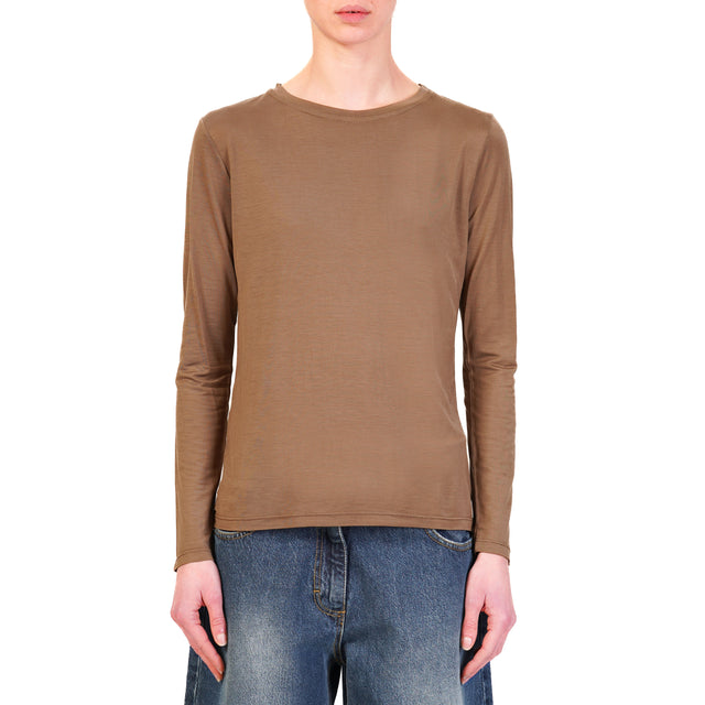 Zeroassoluto-T-shirt slim fit 100% LYOCELL FIBRA NATURALE - cioccolato