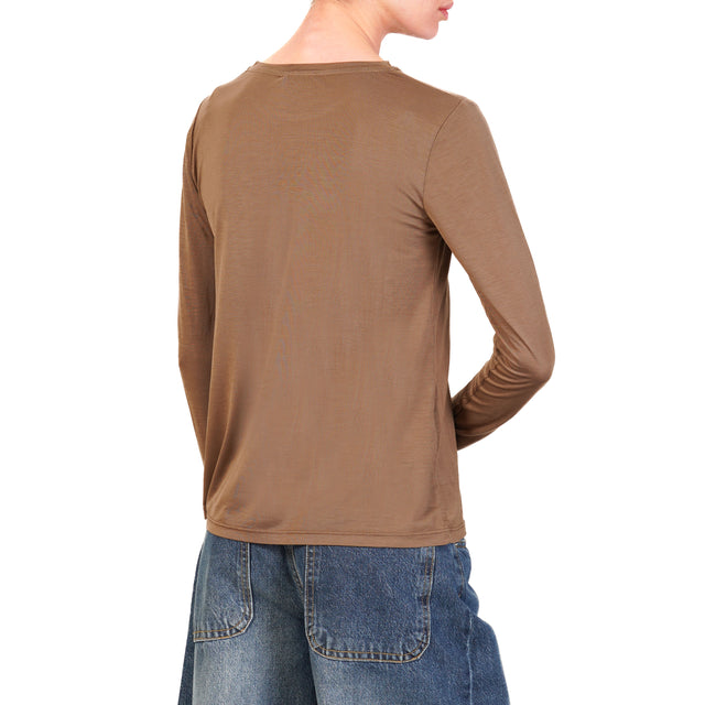 Zeroassoluto-T-shirt slim fit 100% LYOCELL FIBRA NATURALE - cioccolato
