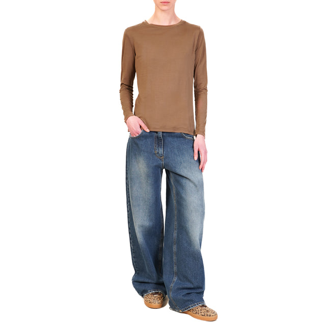 Zeroassoluto-T-shirt slim fit 100% LYOCELL FIBRA NATURALE - cioccolato