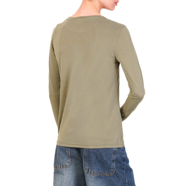 Zeroassoluto-T-shirt slim fit 100% LYOCELL FIBRA NATURALE- militare