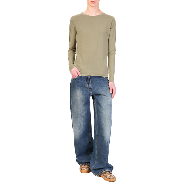 Zeroassoluto-T-shirt slim fit 100% LYOCELL FIBRA NATURALE- militare