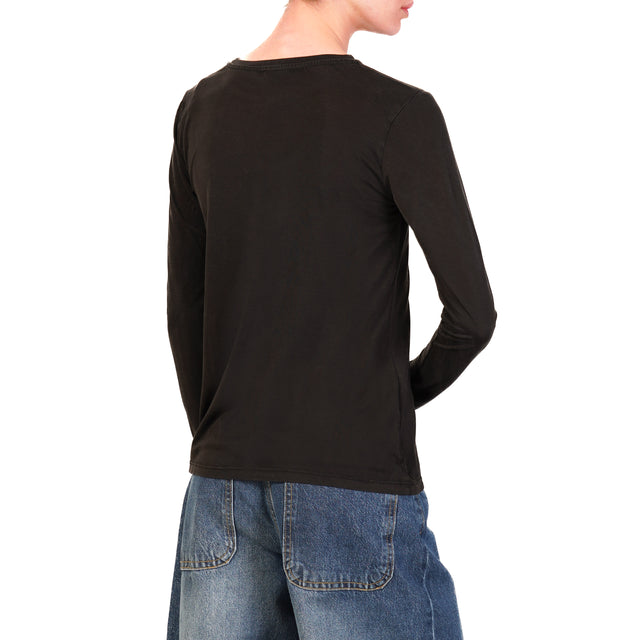 Zeroassoluto-T-shirt slim fit 100% LYOCELL FIBRA NATURALE - nero