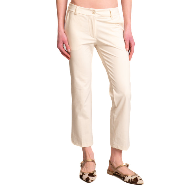 Pantalón chino Zeroassoluto-BETTY de punto milano - color mantequilla