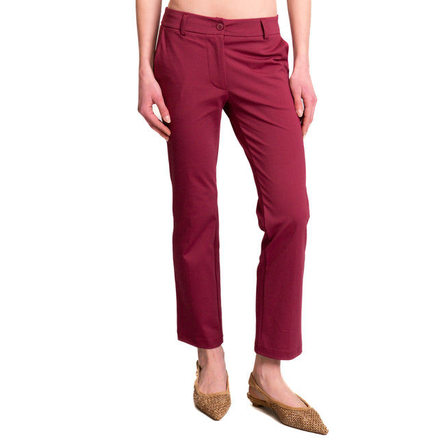 Pantalón chino Zeroassoluto-BETTY de punto milano - cereza