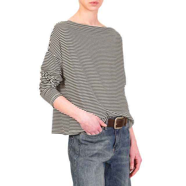 Zeroassoluto-T-shirt CLOE righe in jersey - nero/bianco