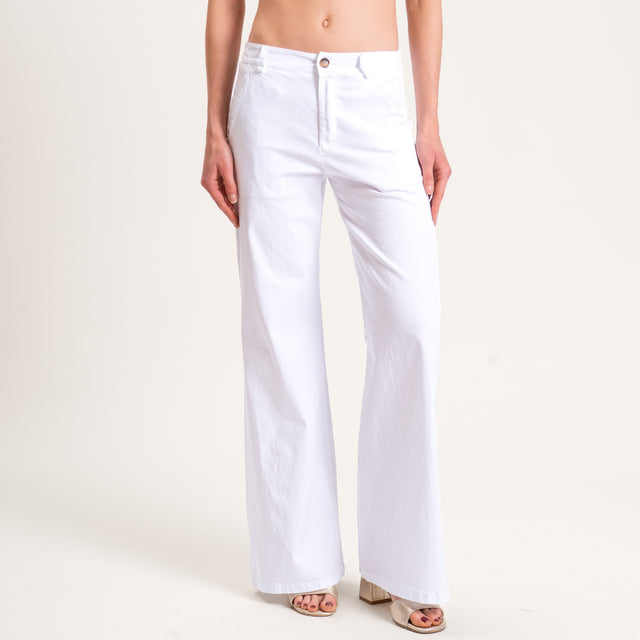 Zeroassoluto-Pantalone LILLY palazzo cotone elasti - bianco