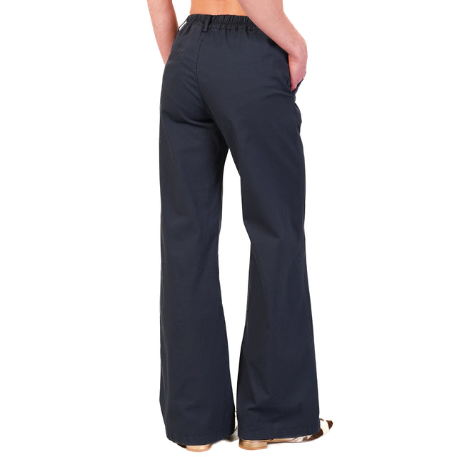 Zeroassoluto-Pantalone LILLY palazzo cotone elasticizzato - blu