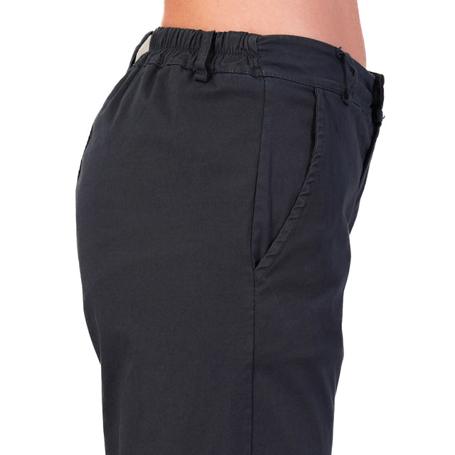 Zeroassoluto-Pantalone LILLY palazzo cotone elasticizzato - blu