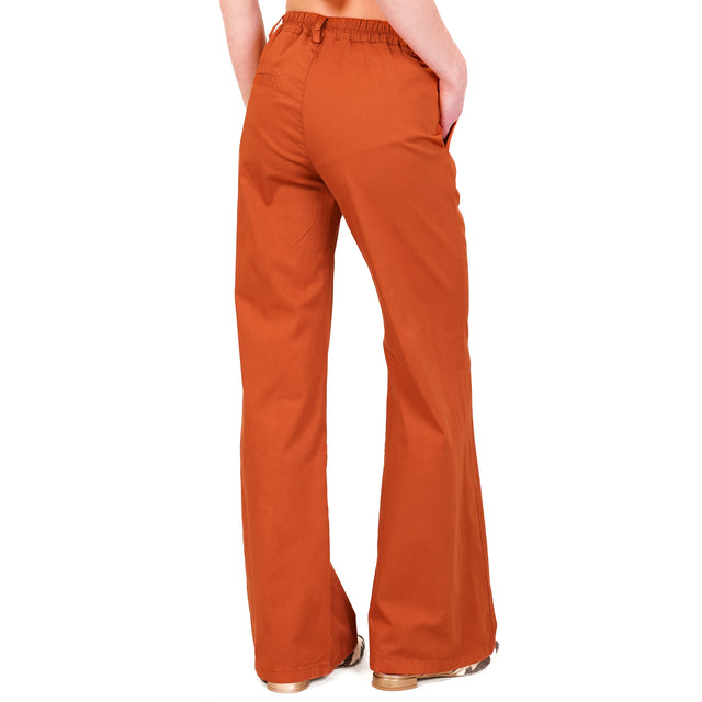 Zeroassoluto-Pantalone LILLY palazzo cotone elasticizzato - coccio