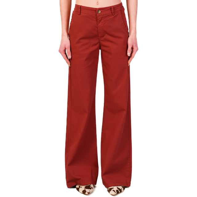 Zeroassoluto-Pantalone LILLY palazzo cotone elasticizzato - india