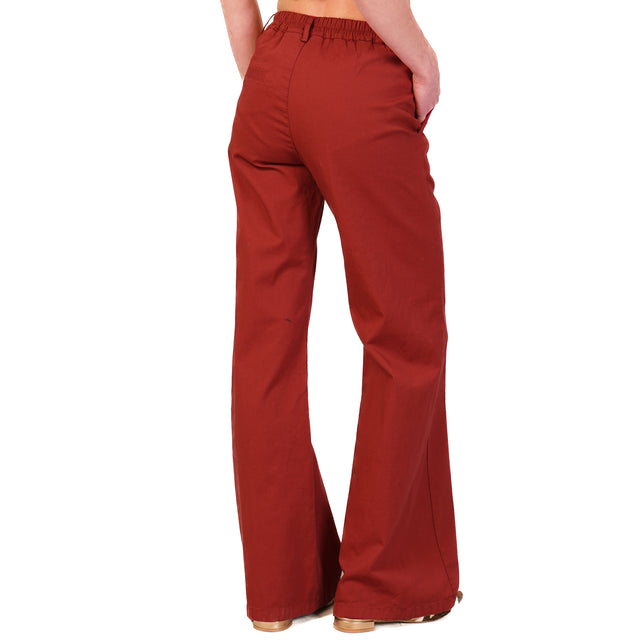 Zeroassoluto-Pantalone LILLY palazzo cotone elasticizzato - india