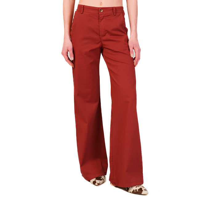 Zeroassoluto-Pantalone LILLY palazzo cotone elasticizzato - india