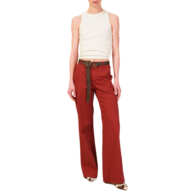 Zeroassoluto-Pantalone LILLY palazzo cotone elasticizzato - india